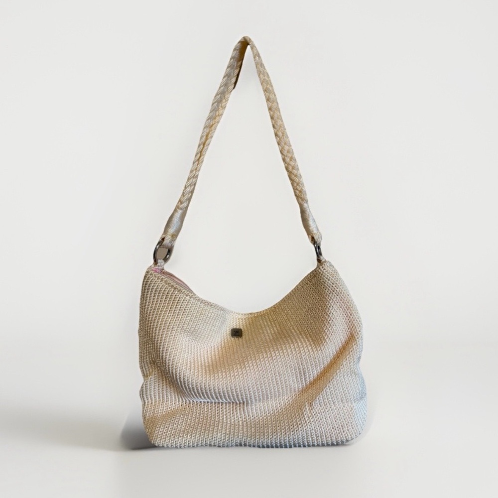 Elegant Cream Woven Shoulder Bag-Lina  brand